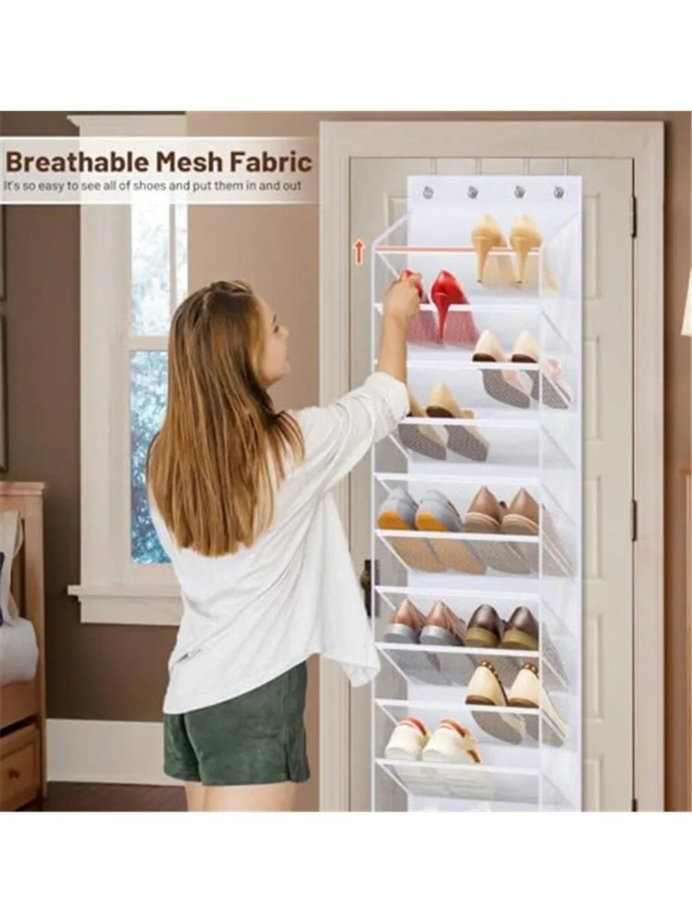 Over Door Shoe Organizer 12 Tier Hanging Storage Rack Closet Shoes Holder